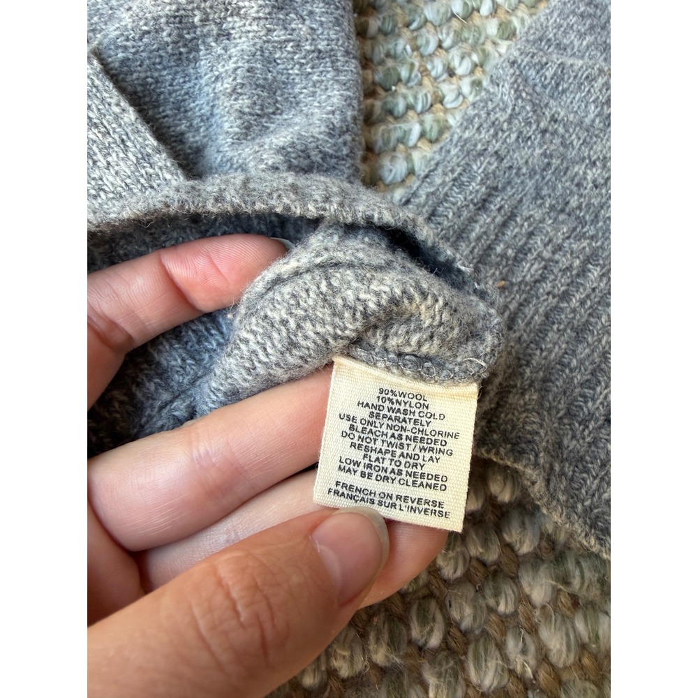 Moth Anthropologie Gray Wool Blend Ruffle Bubble Trim Cardigan Sweater Large - Picture 4 of 7
